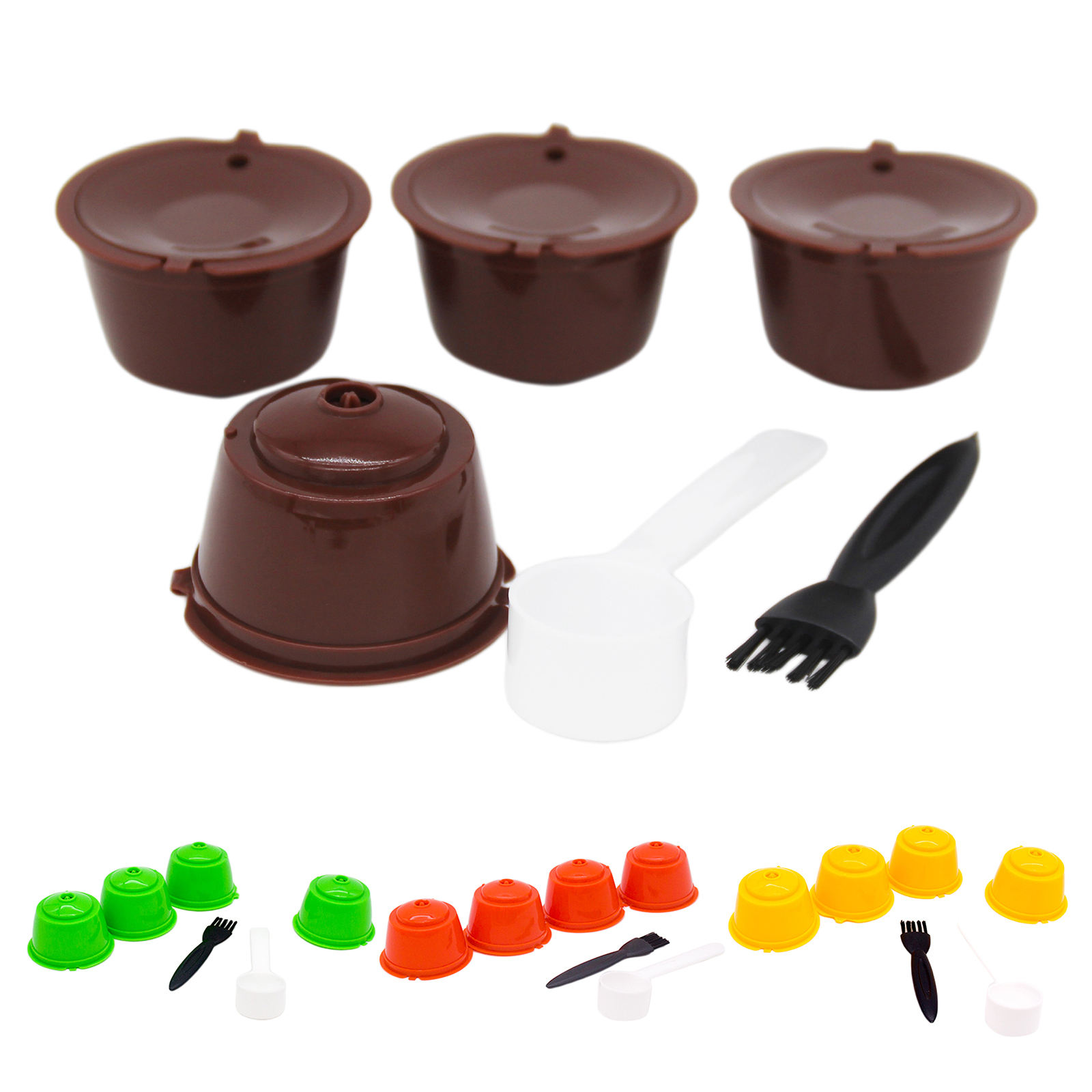 4pieces Reusable Coffee Capsule Coffee Pod Coffee Filter Cup with Brush Spoon for DolceGusto Coffee Machine Gifts