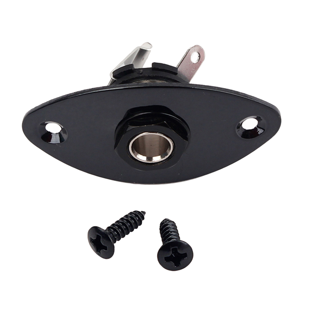 Electric Guitar Bass Cigar Box Parts Jack Plug & Socket Plate Oval with Mounting Screws