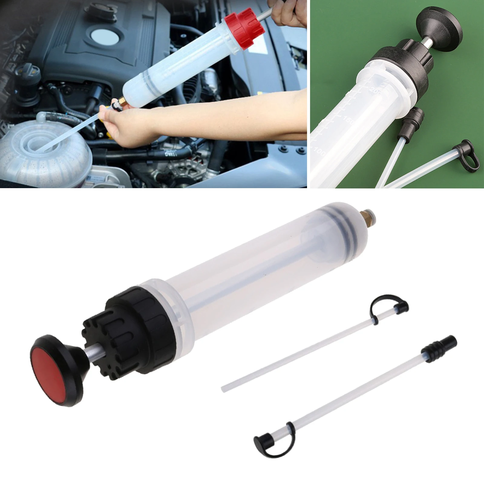 200cc Car Oil Suction Fluid Extractor Set Filling Syringe Bottle Extraction Manual Pump Tool