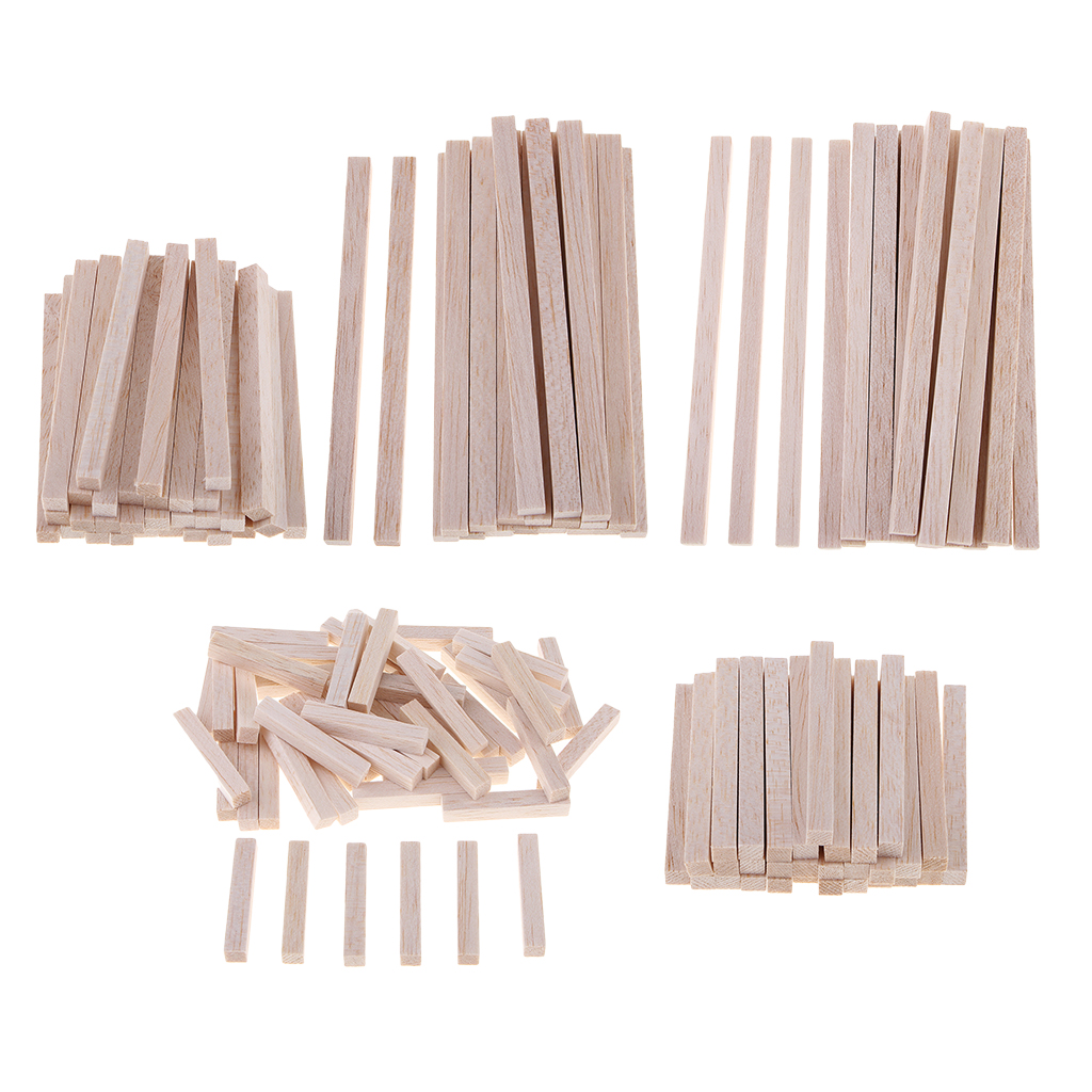 Square Balsa Wood Stick Unfinished Woodcraft Dowel Rod for Kindergarten Handmade