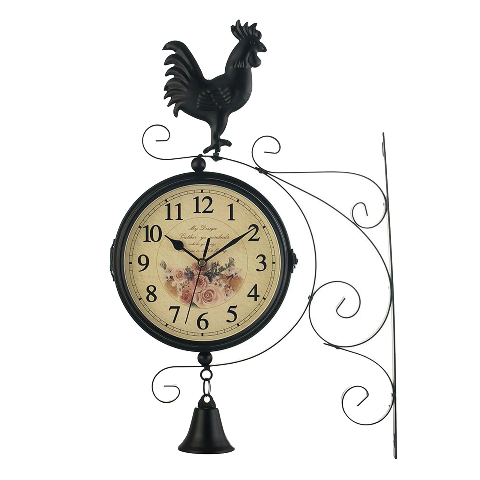 Outdoor Garden Wall Station Clock Double Sided Vintage Retro Home Decor Outdoor Wall Station Clock Sided