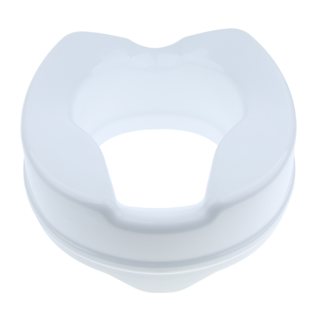 Portable Plastic Toilet Seat Riser Raised Elevated Safety White without Cover - 4 Inch