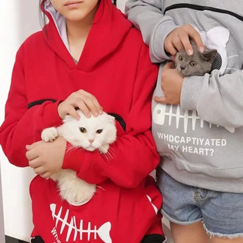cute sweatshirts for girls Women Sweatshirt For Pet Cat Dog Carrier Hooded Hoodies Women Oversized Loose Pullover Hoody Sweatshirts Moletom Dropshipping naruto hoodie