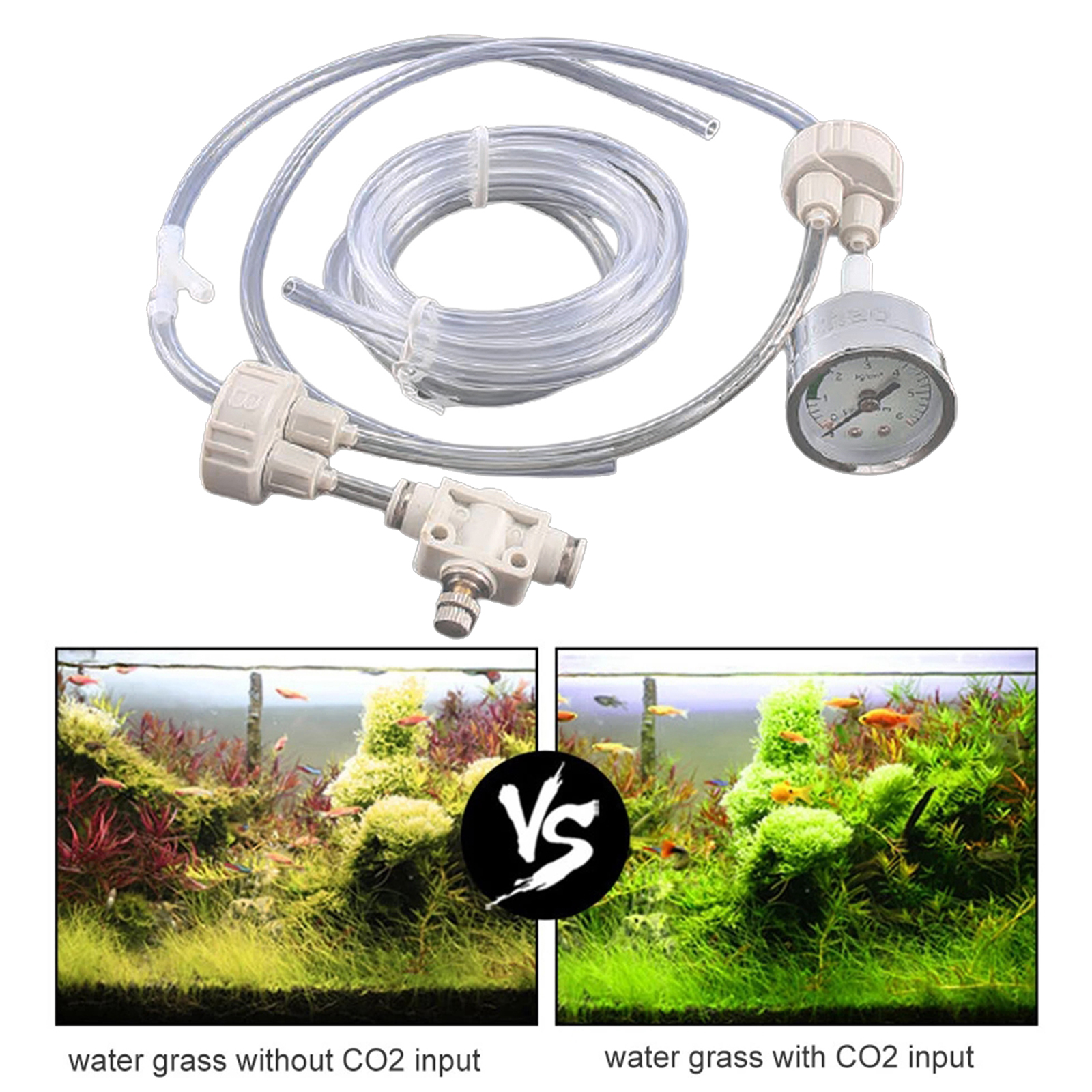 DIY CO2 Generator Aquarium Plant System Kit Tube Valve Guage Cap for Aquarium Moss Plant