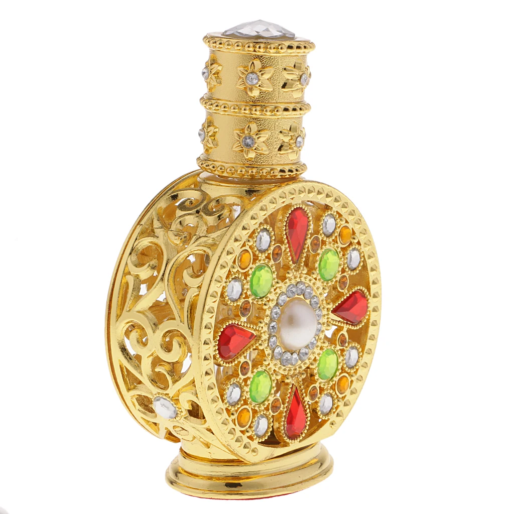 12ml Vintage Glass Empty Perfume Spray Bottle  Refillable Gold