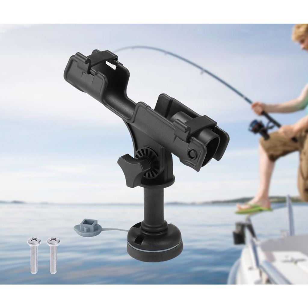 Black 360 Deg Swivel Fishing Rod Holder Seat Supoort Bracket for Kayak Row