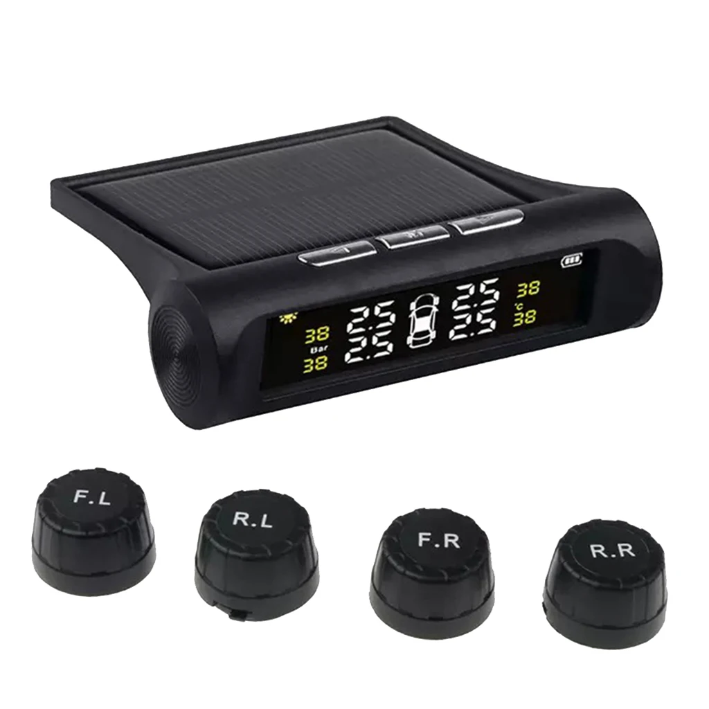 RV Car TPMS Tire Pressure Alarm Monitor System Solar Powered External Sensor
