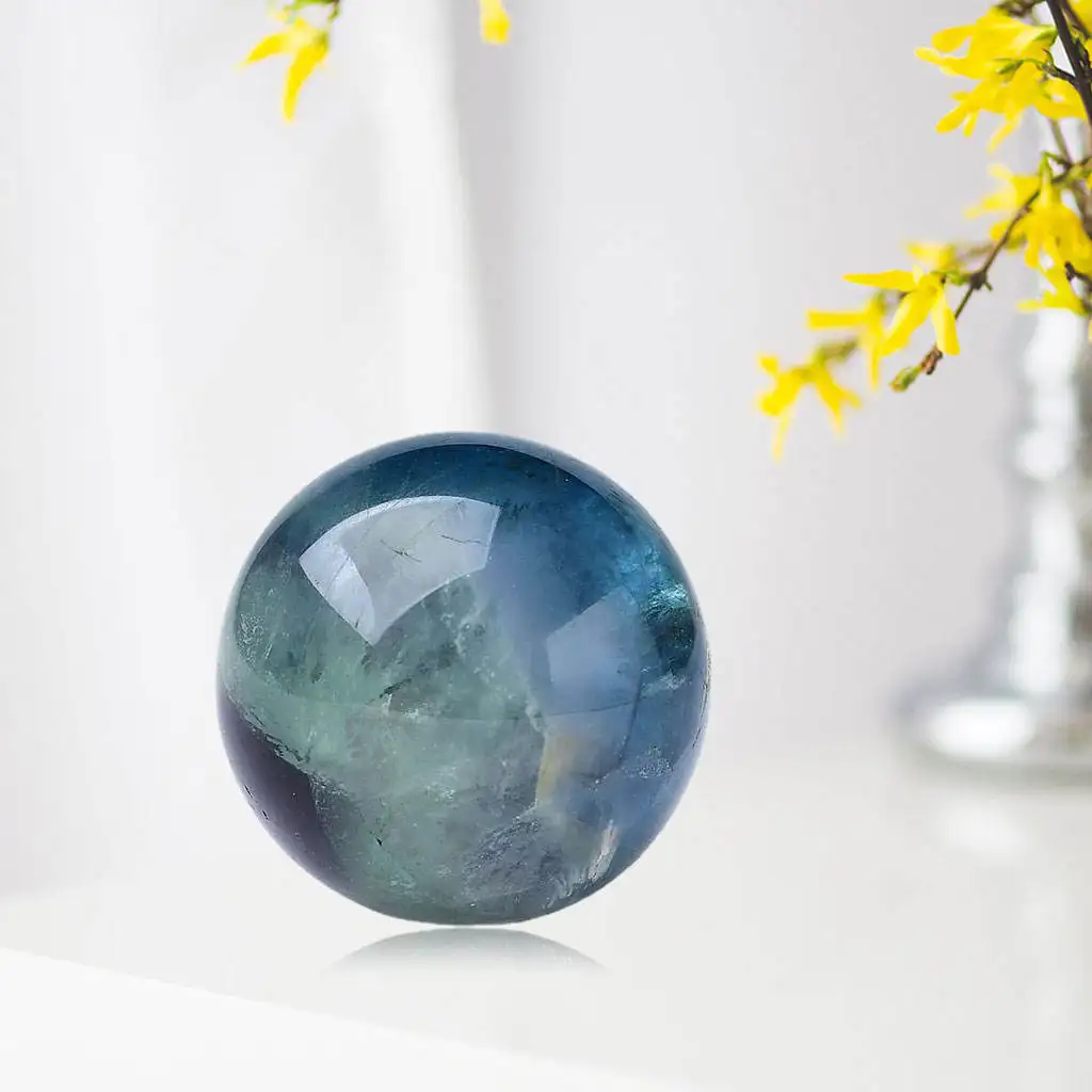 Crystal Ball Natural Highly Protective Ornamental Stone Energy Decoration Accessories GEM Fluorite Sphere Quartz for Meditation