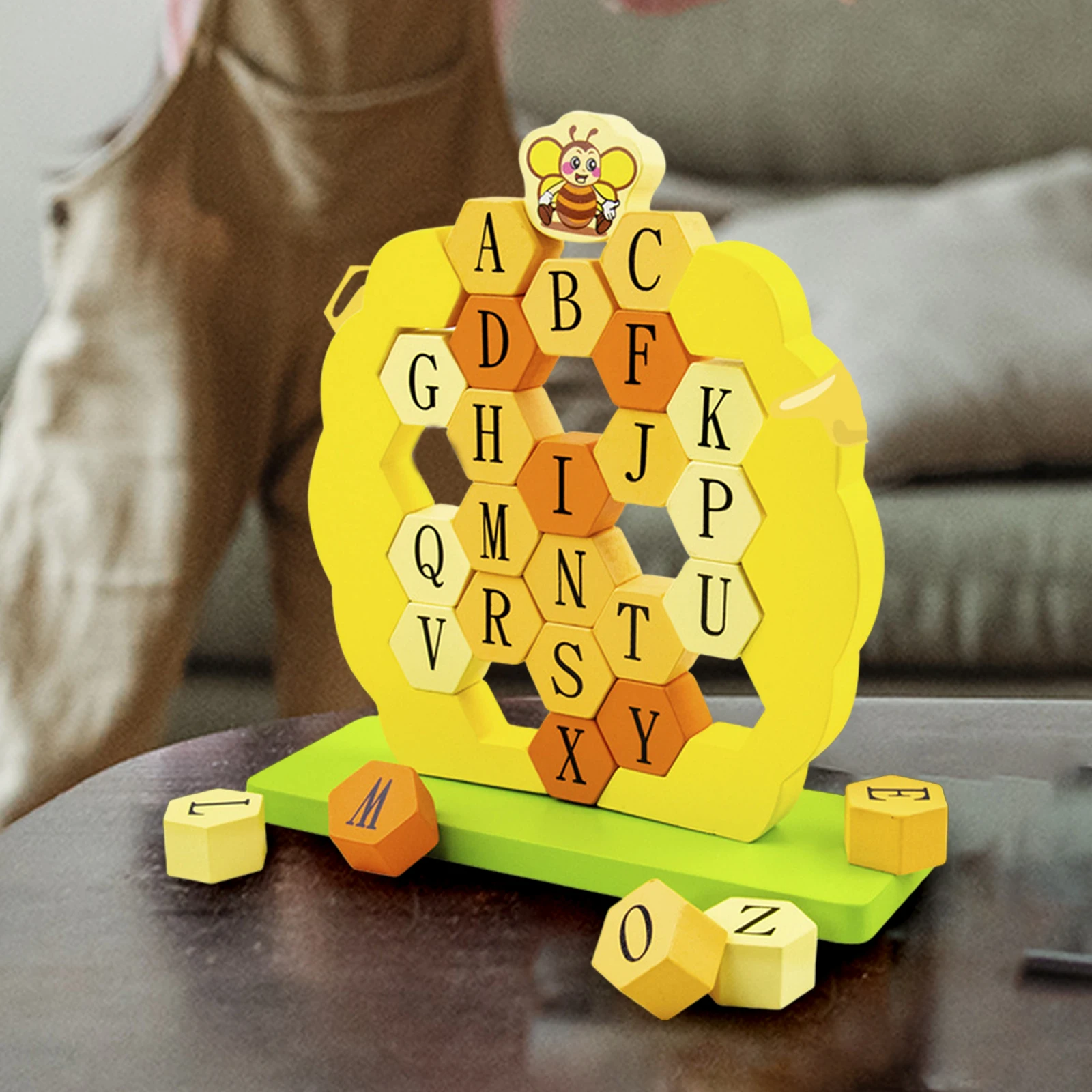 Alphabet Puzzle Stacker Board Motor Skill Montessori Preschool Toys Activity