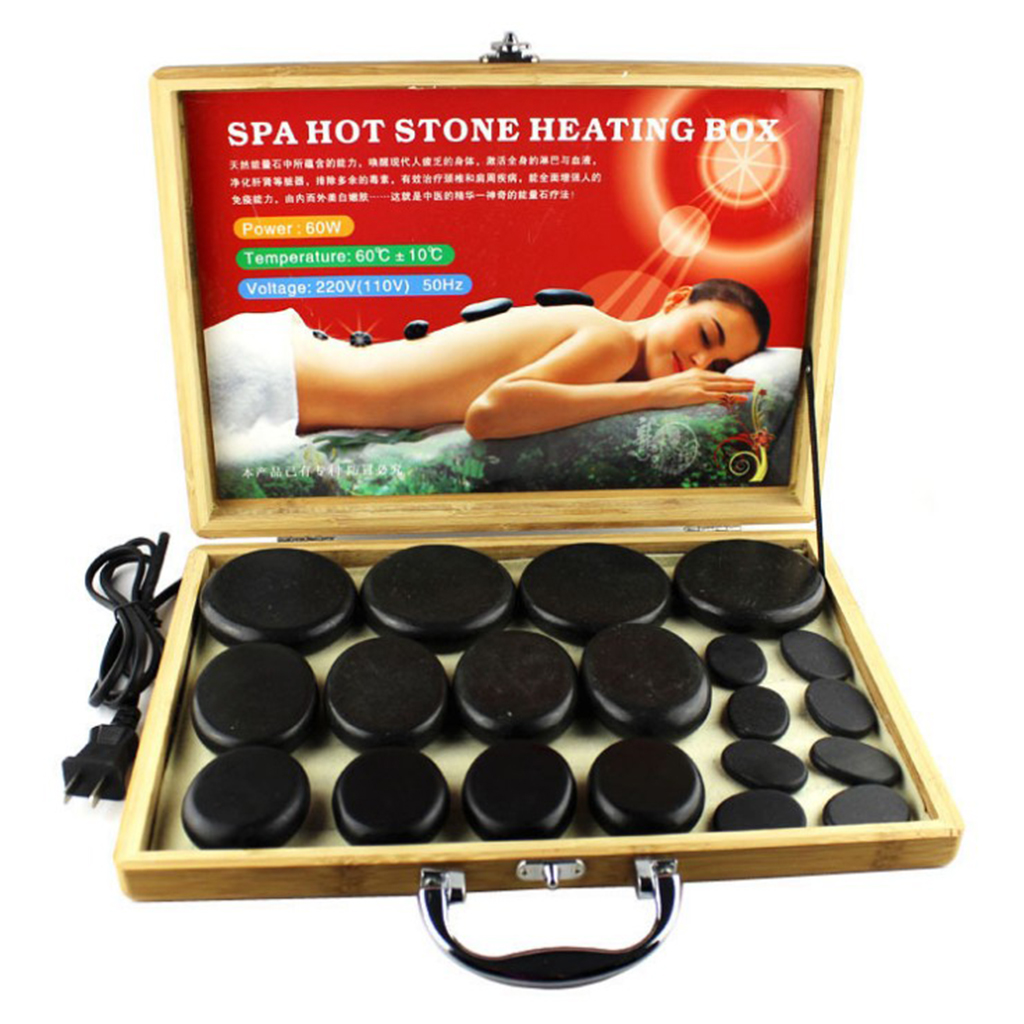 Lightweight and Portable Hot Stone Massage Heater Warmer Box Case for 20 Piece Spa Rock Stone - US Plug
