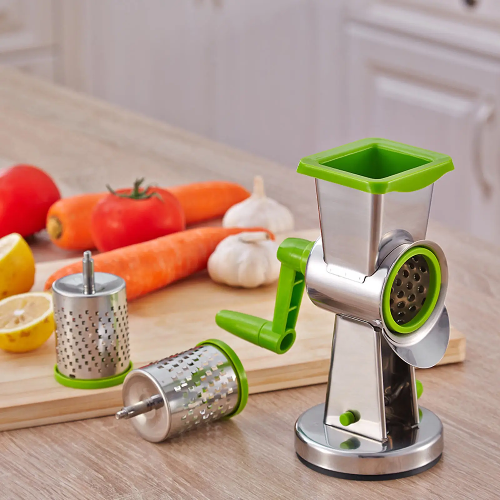 Cheese Grater W/ 3 Blades Durable Easy Clean Multifunctional Vegetable Slicer for Kitchen Home