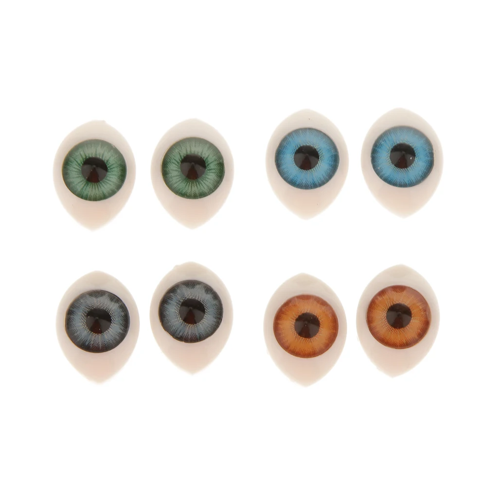 4 Pairs Oval Flat Back Plastic Eyes 5mm/6mm/7mm/8mm/9mm Iris for Porcelain or Reborn Dolls Making DIY Supplies
