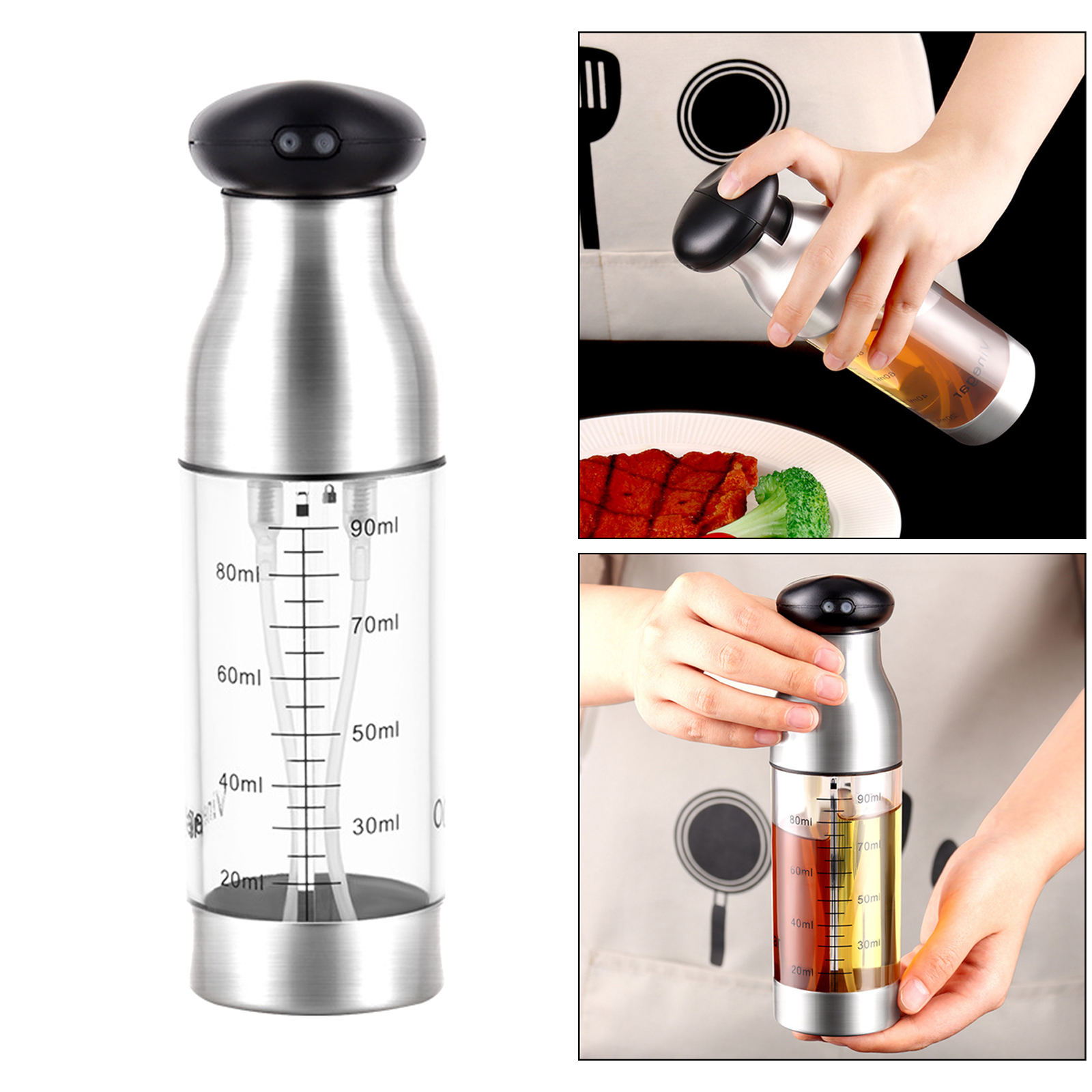 Oil Sprayer Bottle Double Nozzles Kitchen Gadget for Outdoor Barbecue Frying