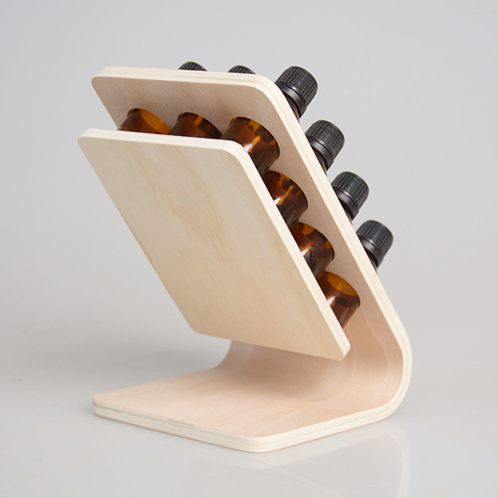 12 Holes 15ML Rectangle Shape Wooden Essential Oil Display Stand Holder Essential Oil Displaying Rack Holes-Dia. 3cm 