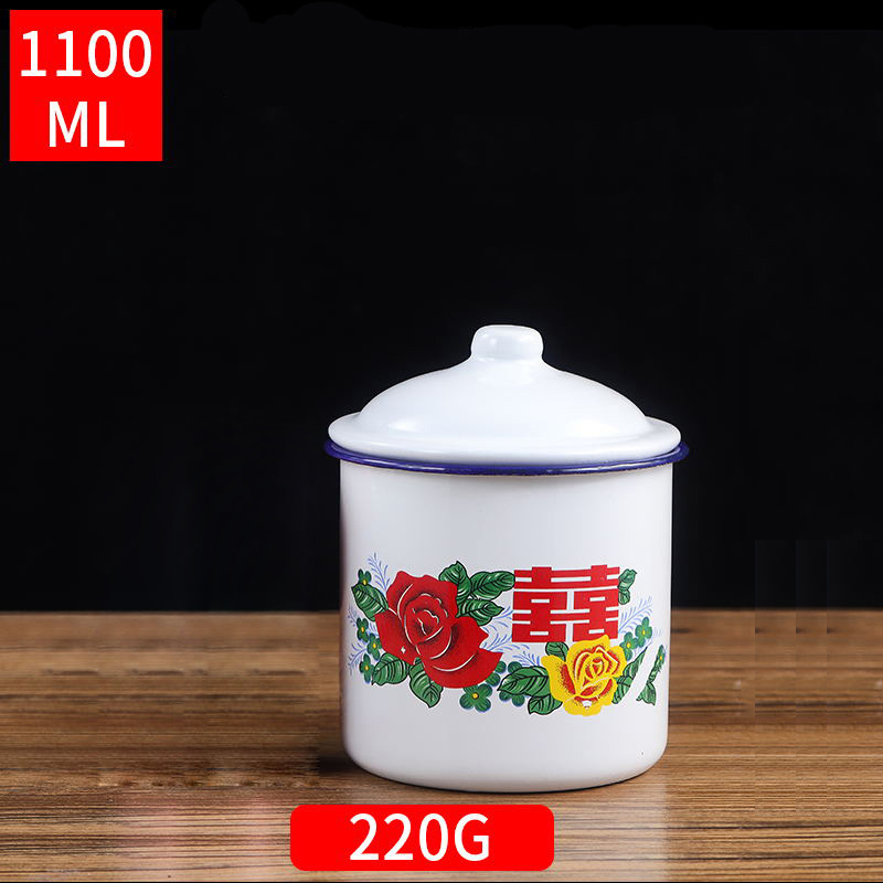 copo de esmalte chinês nostálgico com tampa criativa tigela macarrão instantâneo grande capacidade caneca de chá literária presente fu