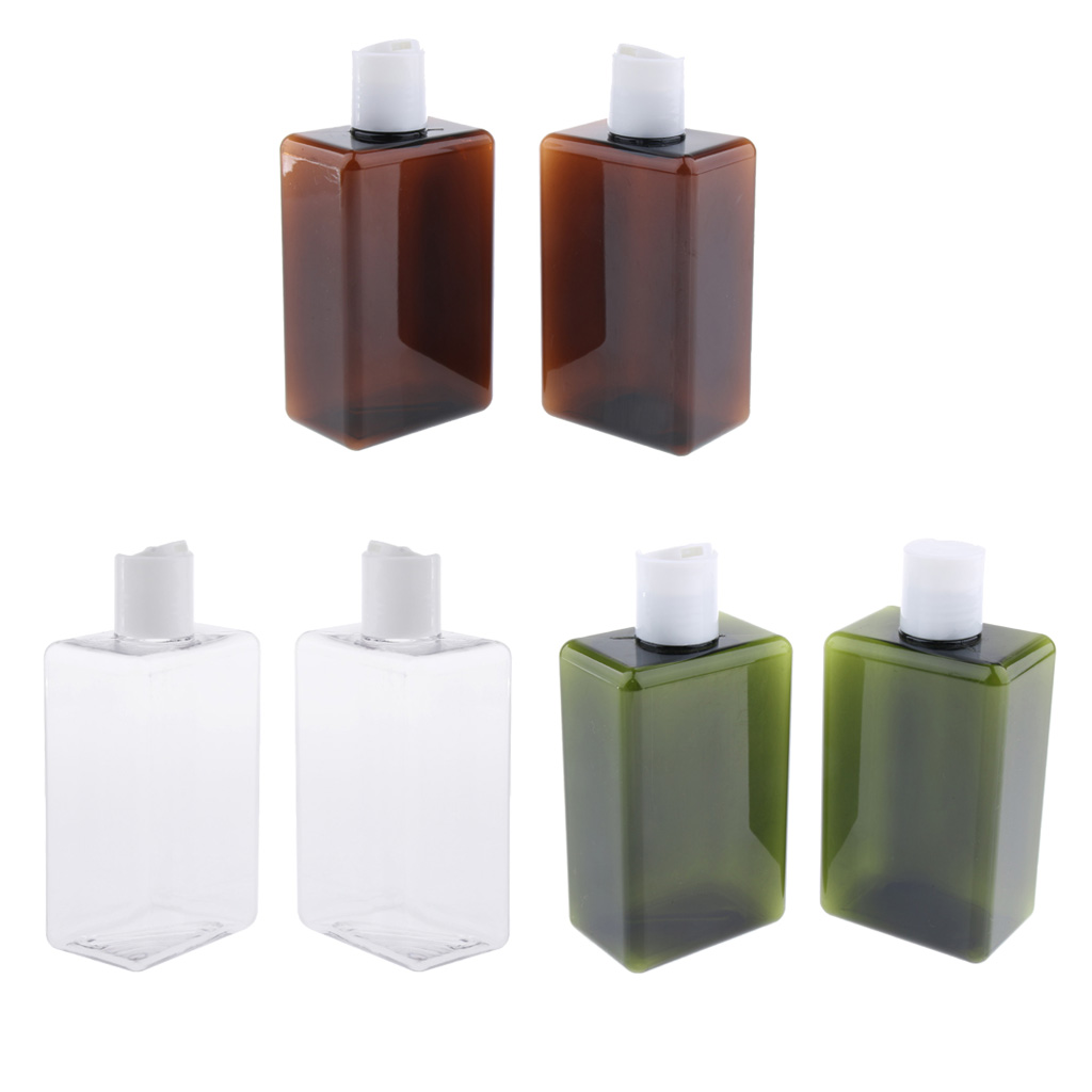 2Pcs 300ml Empty Plastic Bottles with Disc Top Flip Cap Travel Containers For Shampoo, Lotions, Liquid Body Soap, Creams