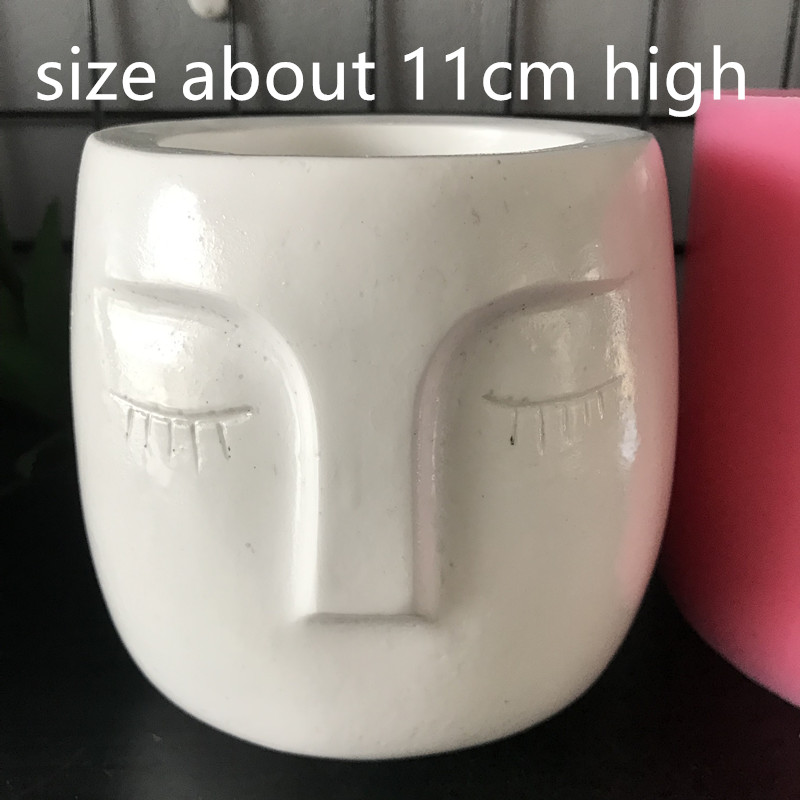 3D Resin Craft DIY Clay Human Face Cement Silicone Planter Mould Big Decorating Vase Making Concrete Flower Pot Molds