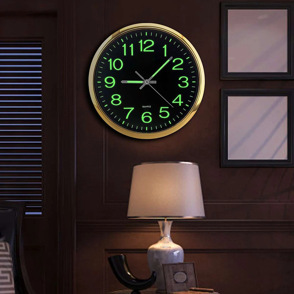 12`` Modern Large Luminous Wall Clock Quartz Indoor Hotel Shops Cafe Decor