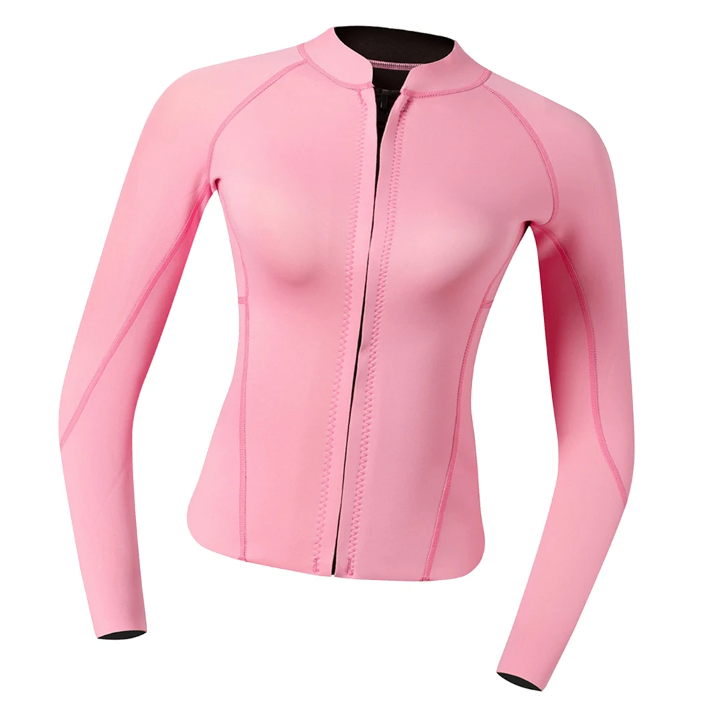 Women Wetsuit 2mm Suit Top Shirt Diving Swimming  Jacket Pink
