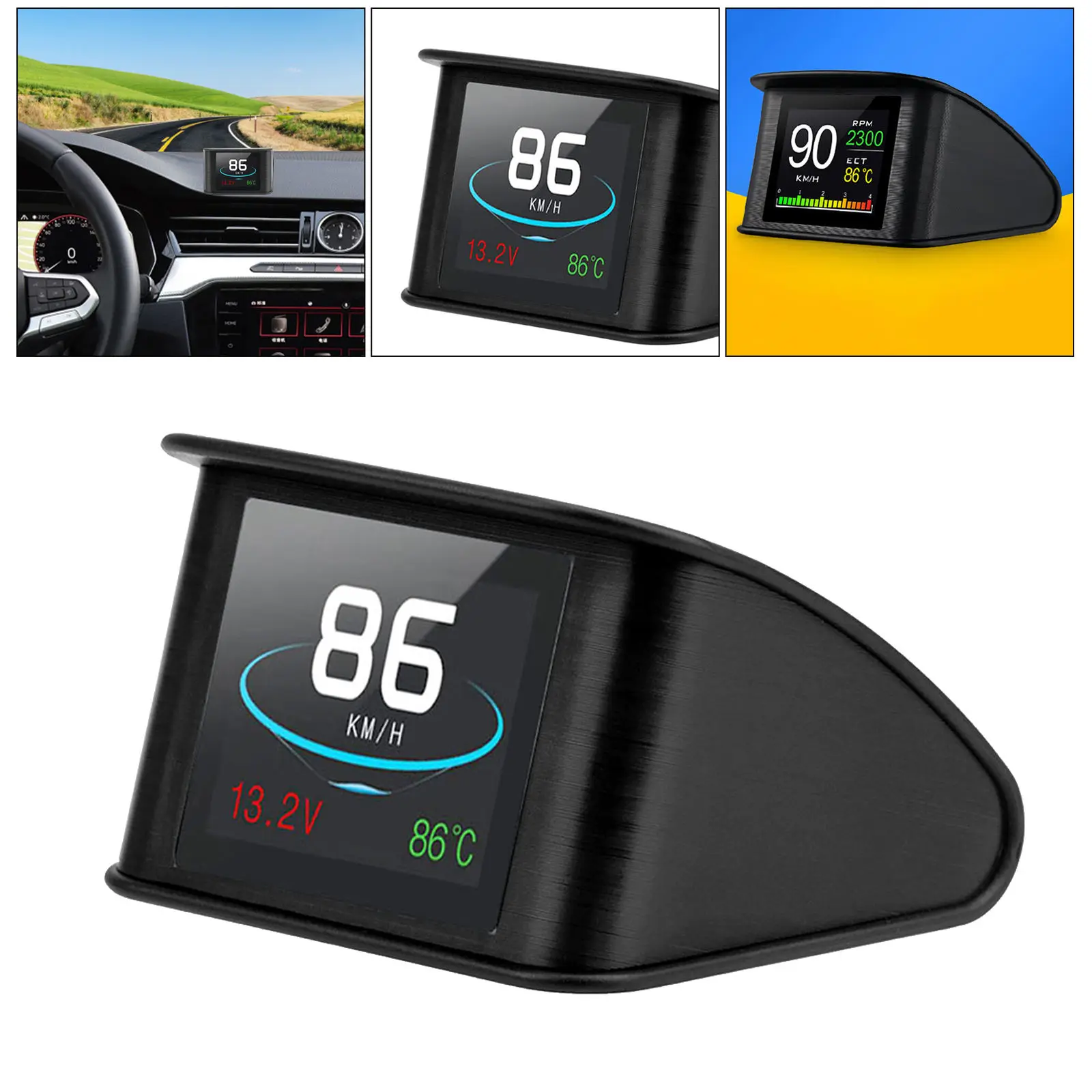 HUD LCD Screen Car Head Up Display w/GPS Navigation OverSpeed Alarm Voltmeter Warning for All Vehicle