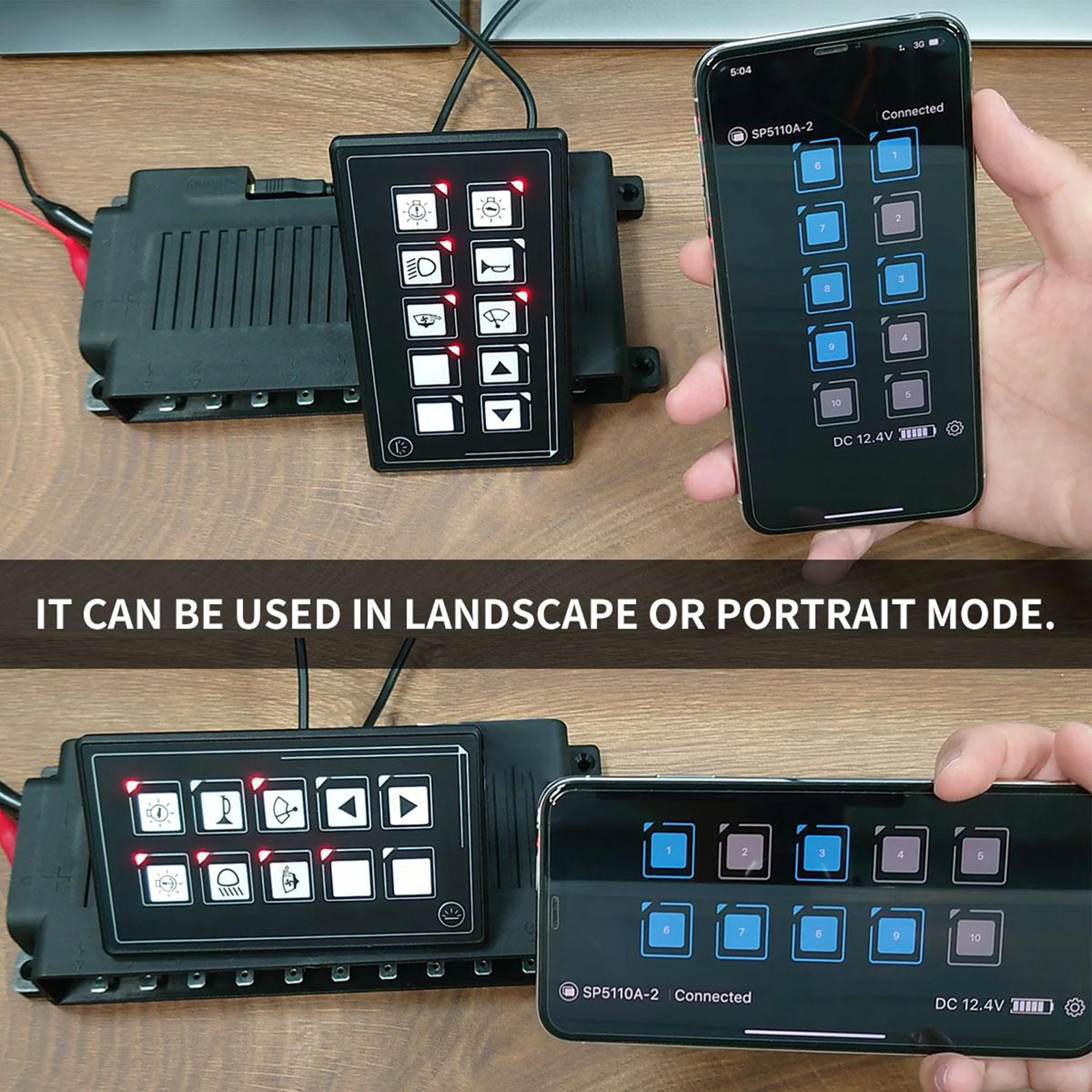 10P Membrane Control Switch Panel w/Backlight Built-in PPTC APP Control Waterproof Universal for Car Boat Truck Marine