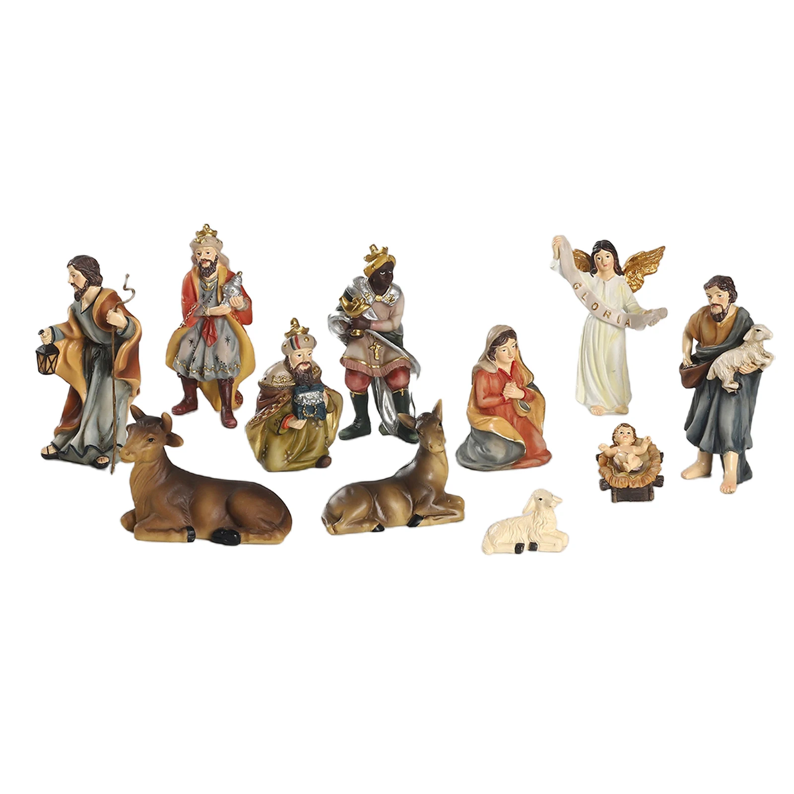 11 Piece Christmas Figurine Set Tabletop Nativity Scene Ornament Christmas Decor