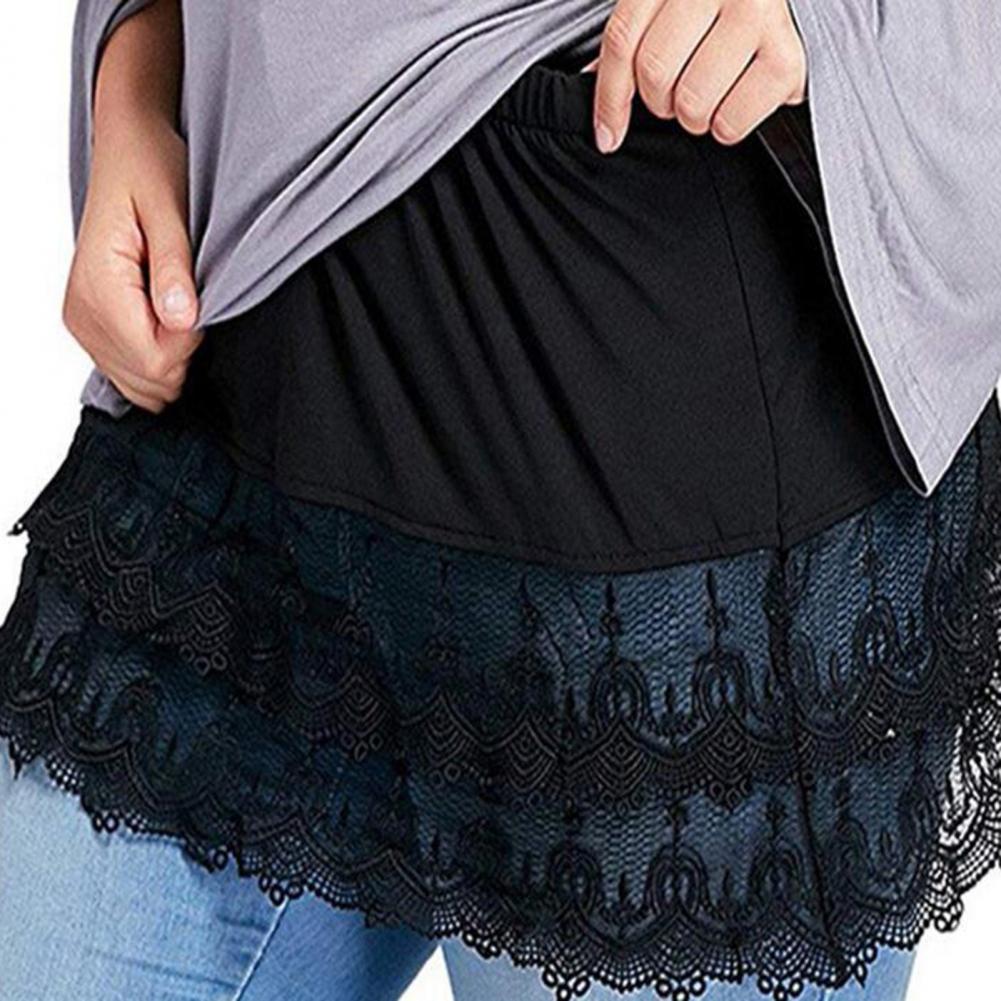 Women Mini Skirt Shirt Extenders Lace 