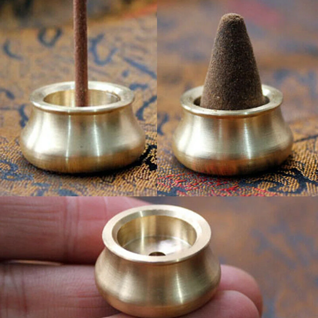 Lightweight Brass Incense Cone Burner Bowl Stick Censer Holder for Yoga Spa