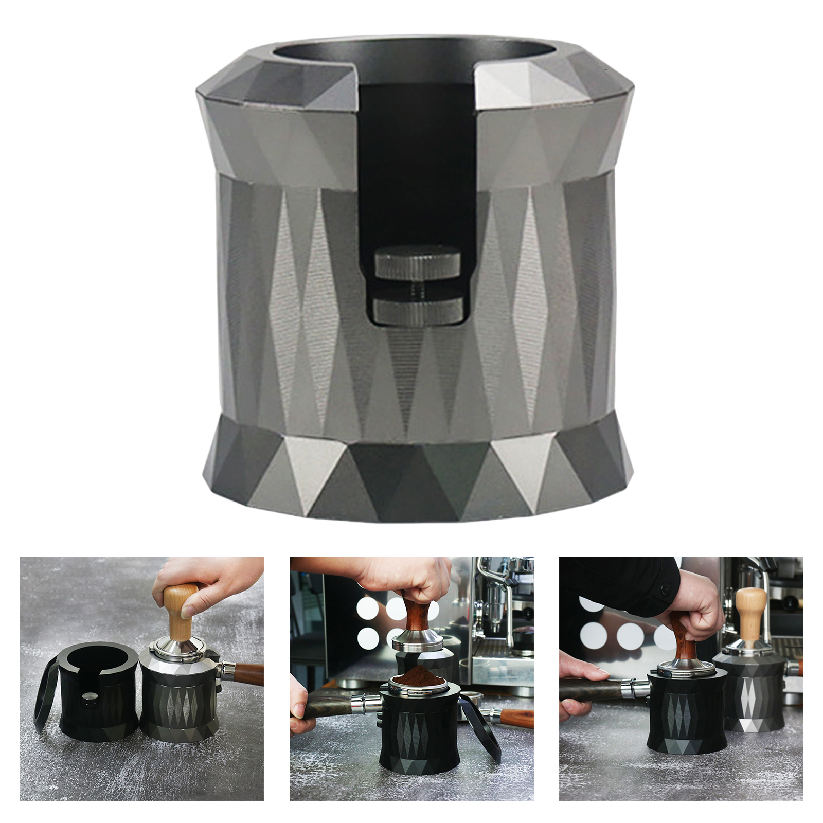 Portafilter Holder Seat Anodized Aluminum Alloy Coffee Handle Tamper Station Fit for 51mm / 54mm / 58mm Portafilters