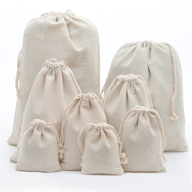 10 teile/los Jute Baumwolle Leinen Kordelzug Schmuck Geschenk Box Verpackung Beutel Display für Kleinigkeiten Lagerung Tasche Zubehör 30x40cm – Detail 2