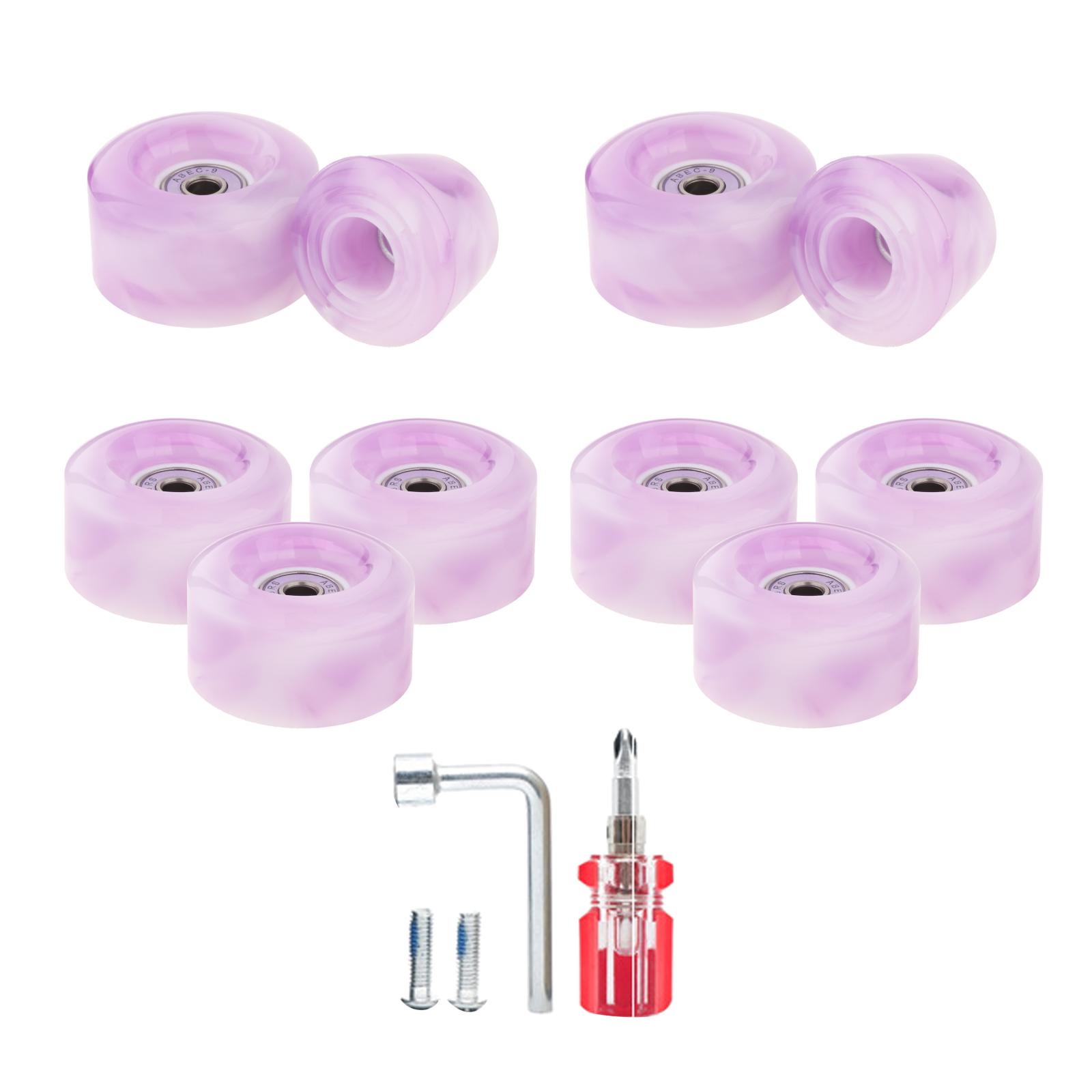 Set of 8 Roller Skate Wheels with Bearings Installed Quad Wheels for Double Row Skating and Skateboard, 32mm x 58mm 82A