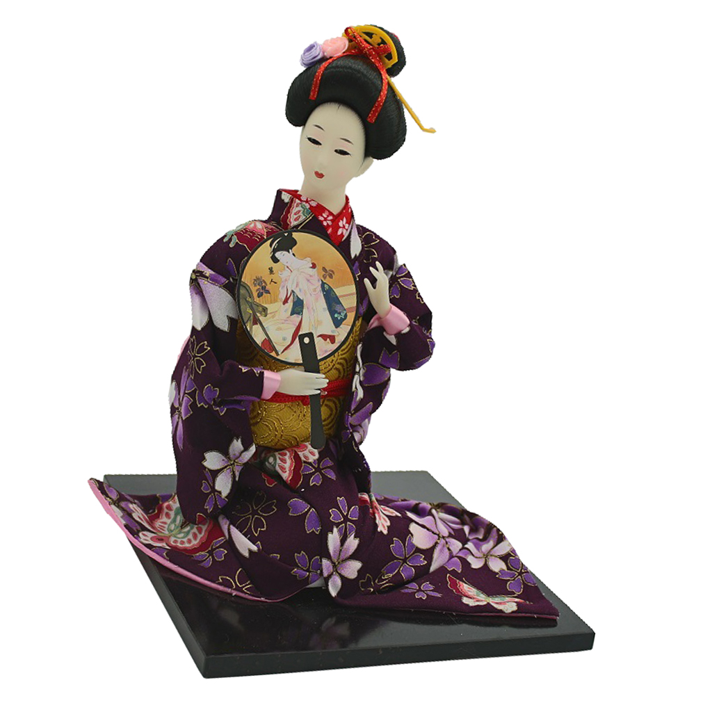 16'' Retro Japanese Samurai Kimono Doll Geisha Kabuki Oriental Doll Model Kids Gift Adults Collection w. Fan