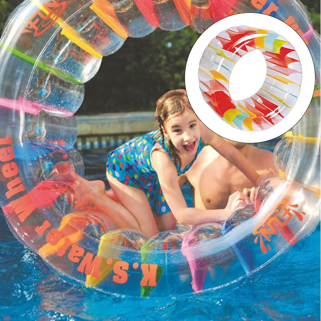 Kids Colorful Inflatable Water Wheel Roller Float 39inch Giant Roll Ball For Boys and Girls Swimming Pool Toys Grass Playing