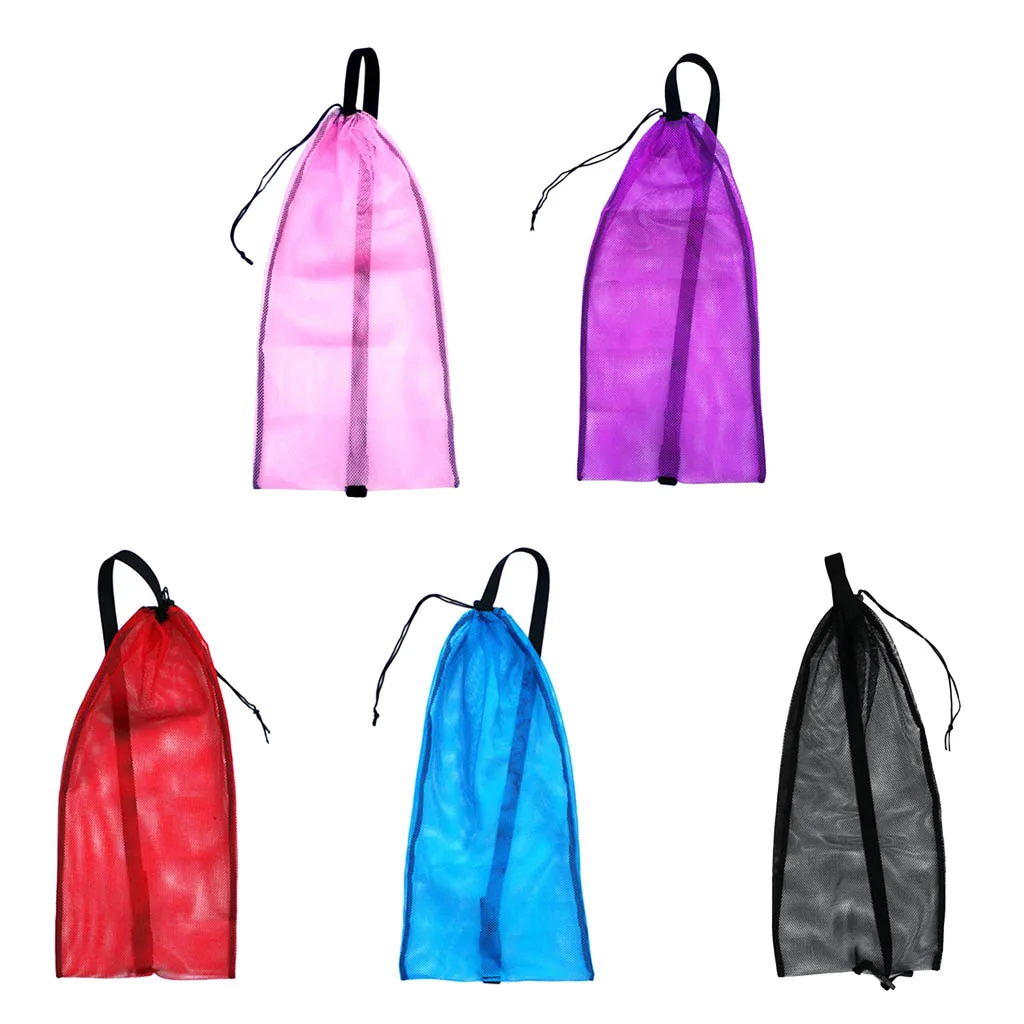 Mesh Pouch Drawstring Bag Outdoor Diving Swimming Snorkeling Fins Footwear DD 