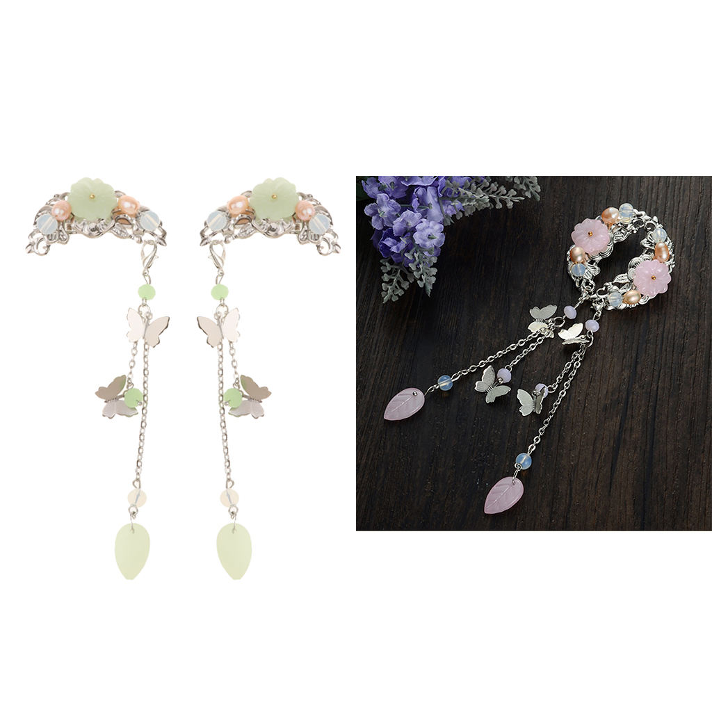 1 Pair Ethnic Barrettes Hair Pin Chinese Cosplay Flower Tassel Clip Classical Headdress Hair Stick Bridal Hair Clip