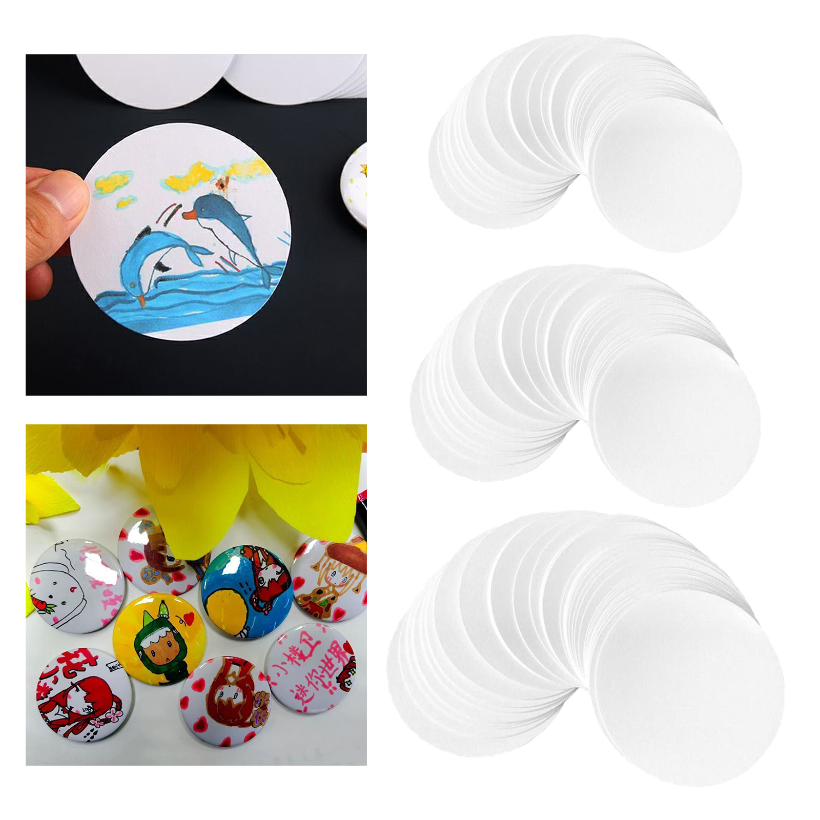 100pcs 44mm/58mm/75mm Blank Badge Button Paper Button Supply Materials Parts for Handmade Badge Jewelry Making