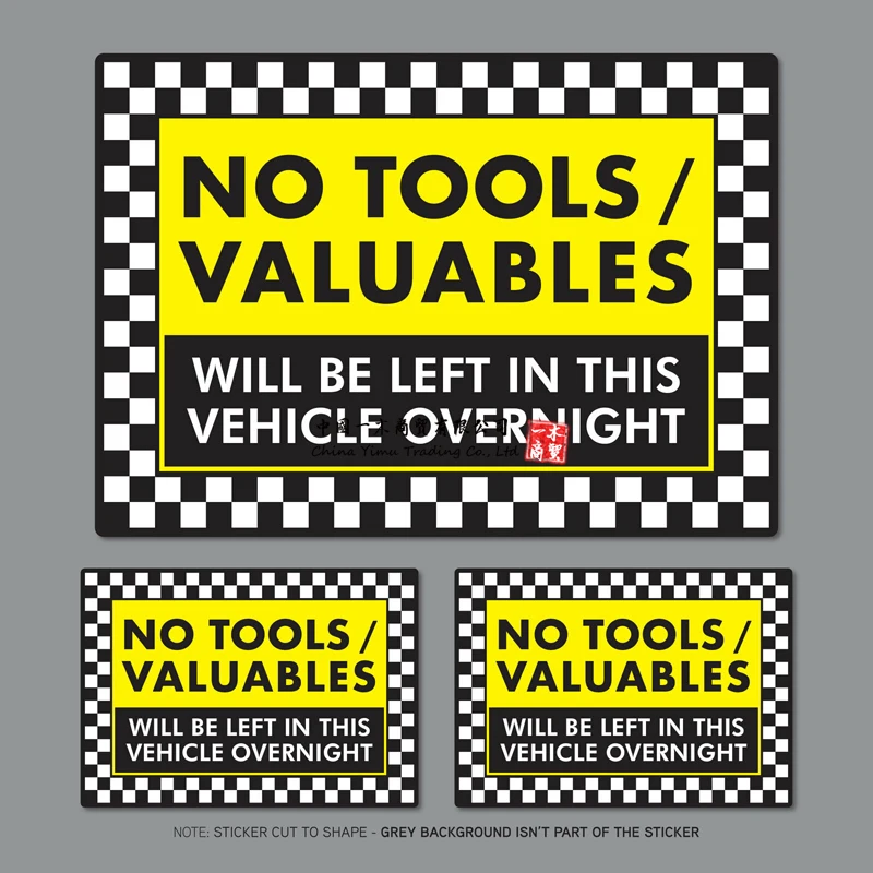 Valuables Left In This Vehicle When Unattended Reverse Printed Sticker No Cash 