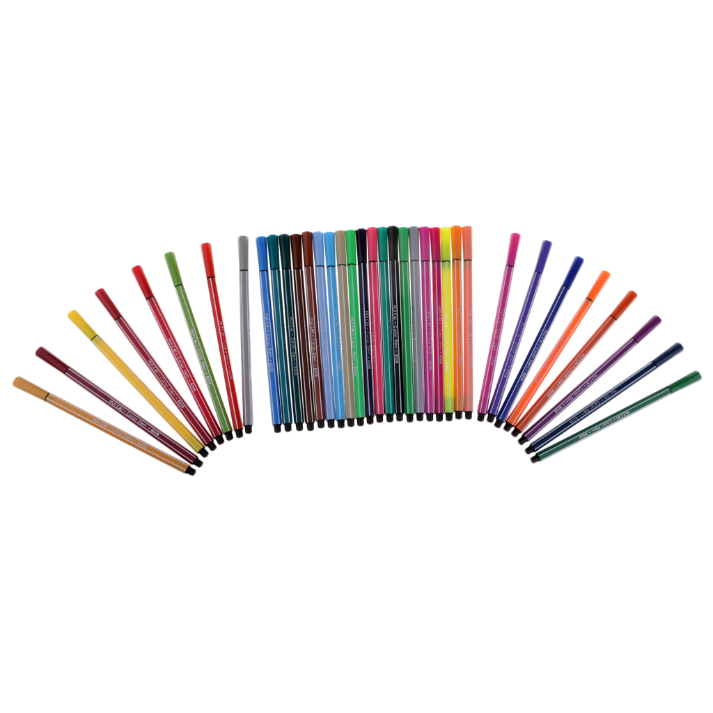 36 Pieces Assorted Color Fibre Felt Tip Coloring Pen Washable for Kids Children Drawing Graffiti Doodle School Art