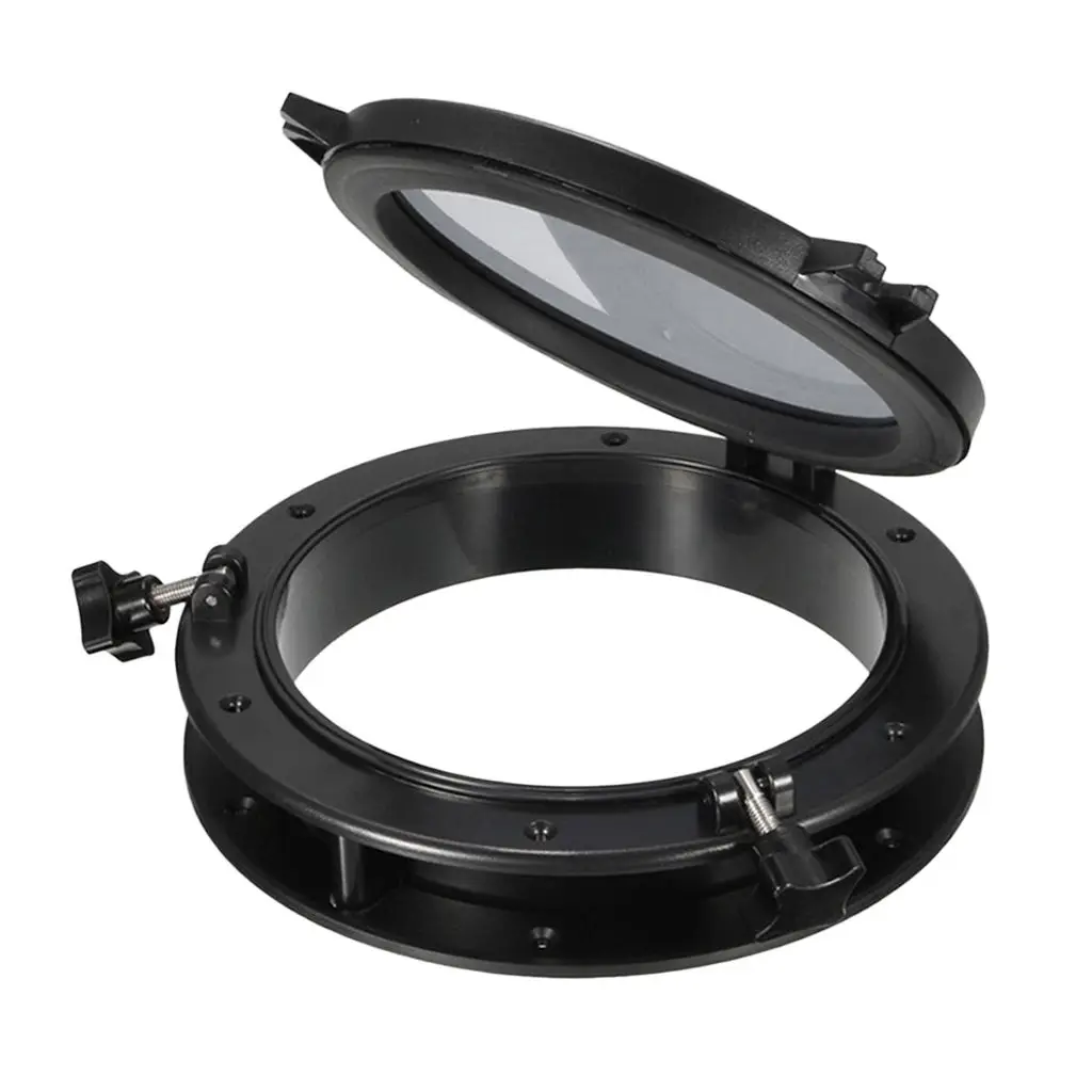 8 inch 22cm Boat Circle Round Porthole Window with Black ABS Plastic Trim Port Hole & Tempered Glass