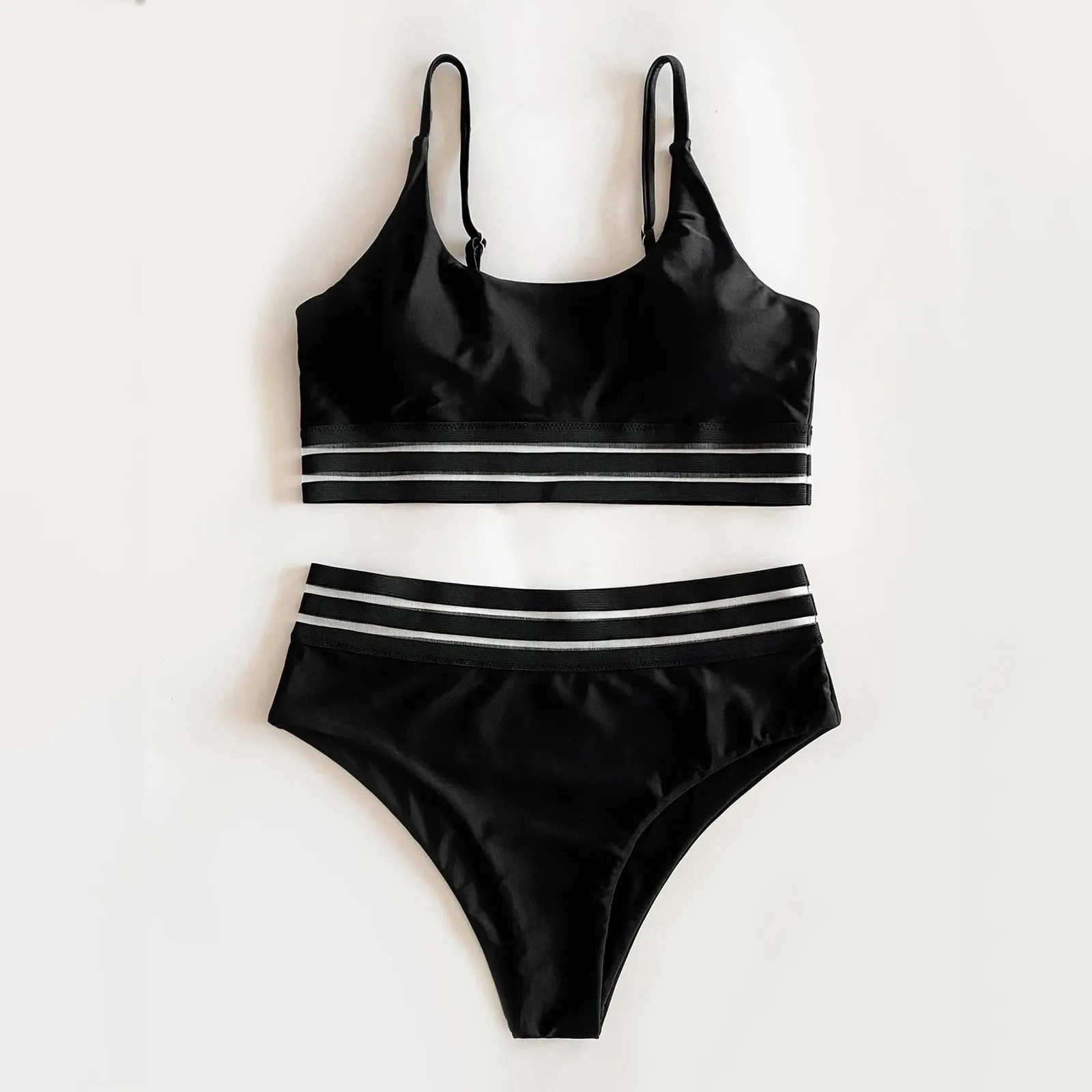GRT Fitness H9700a8a70b4946fbbf19c3b0f3c4e22eY Black Bikinis High Waist Bikini Hot Sale Mesh Lace Sexy Swimsuit Summer Female Swimwear Women Bathing Suit 