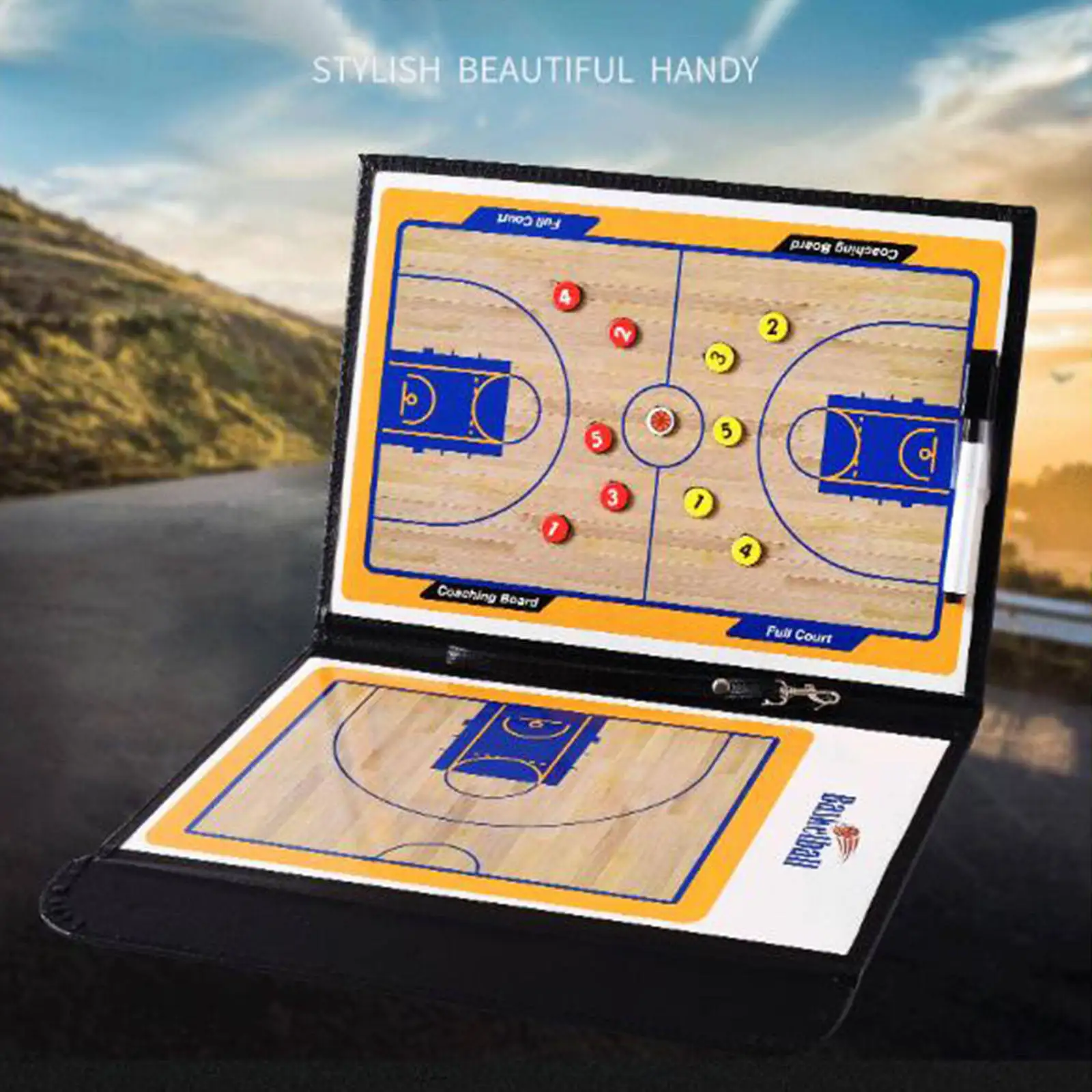 Basketball Coaching Clipboard Kit Portable with Dry Erase Match Plan Double-Sided Coaches Basketball Coaching Board for Training