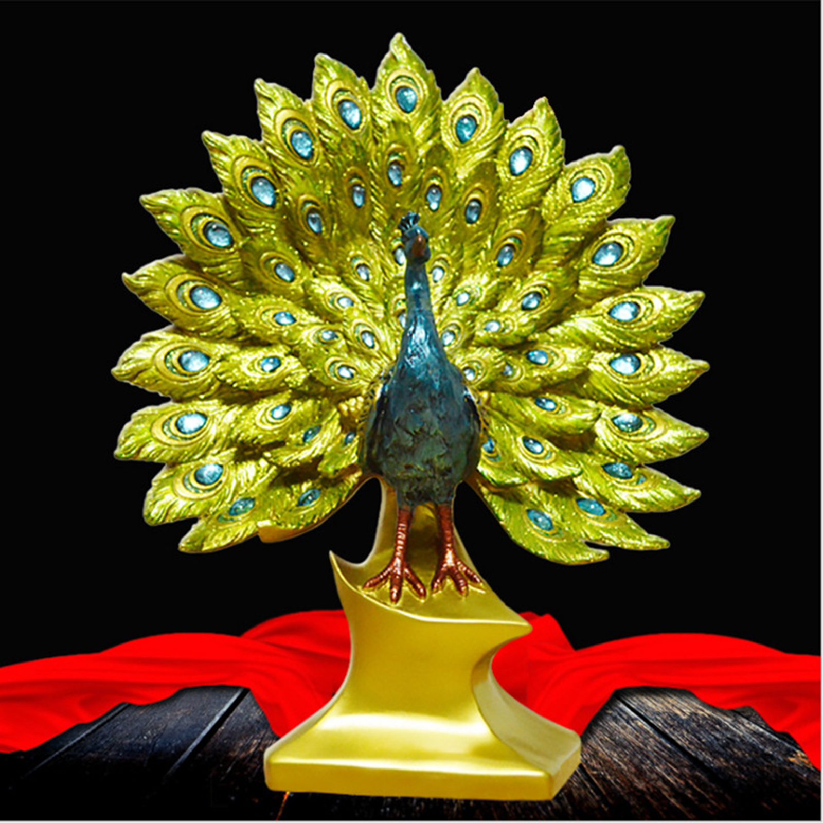 Peacock Small Decor Statue Sculpture, Bookshelf Decor Accents, Modern Decorative Figurine