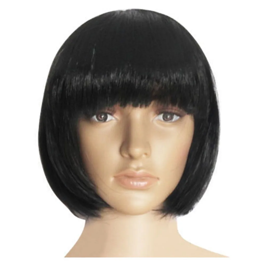 Cosplay&ware Short Bob Hair Black Synthetic Wigs For Women African American Cosplay Natural High Temperature Fiber Heat Resistant -Zentai shop online H970704e6c302423895a1431104f2b822A.jpg