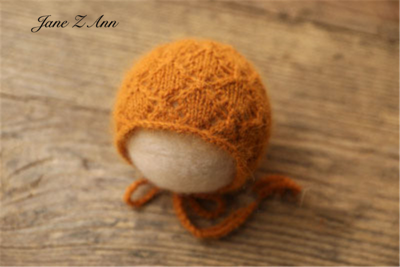 Nerz-Samt-Mütze, Wollstrickmütze mit kleinen Ohren, Neugeborenen-Fotografie-Requisiten, Babyfotos – Detail 2