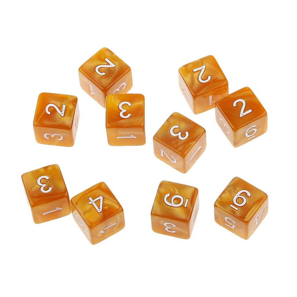 MagiDeal 10pcs Multi-Sided Dice D6 D10 D12 Dice Playing D&D RPG Party Games Dices Digital Game Board Dices