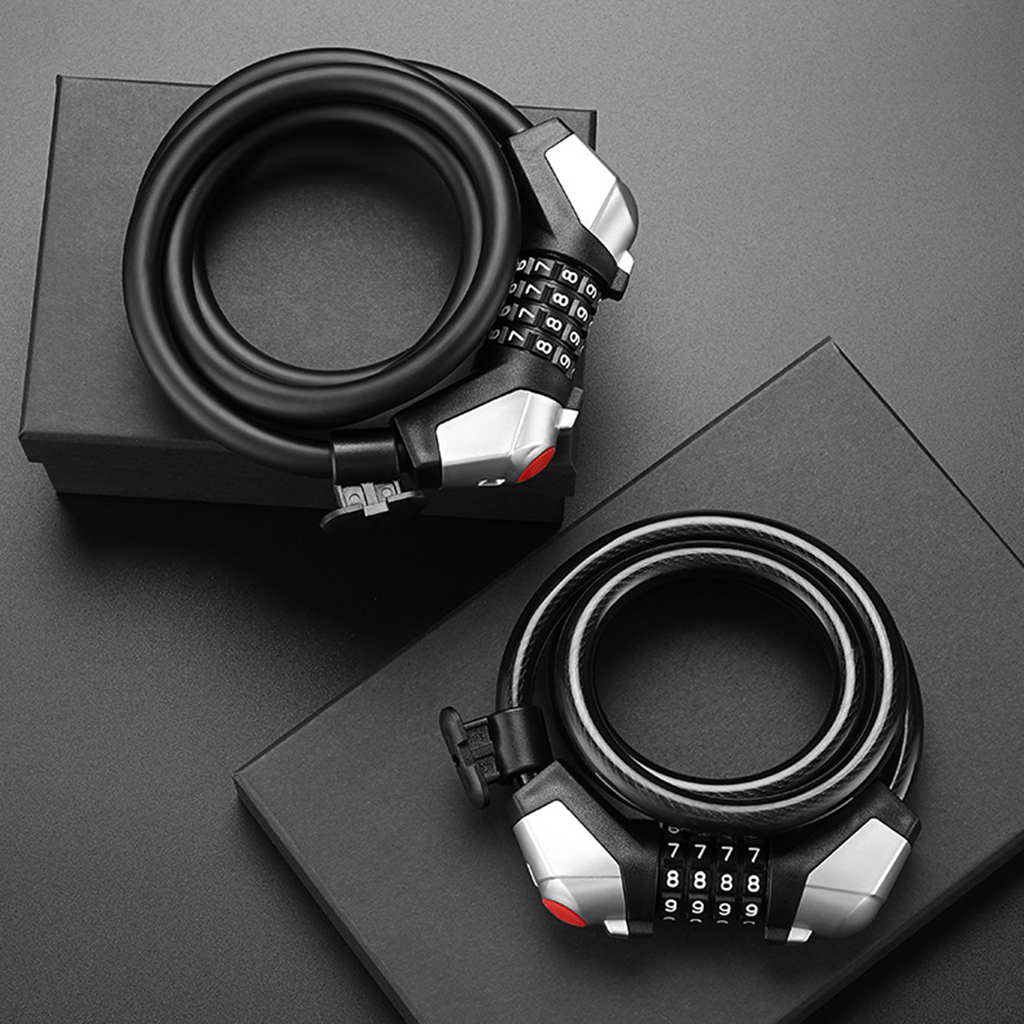 Bike Lock Cable High Security 4 Digit Resetable Bicycle Combination Coiling