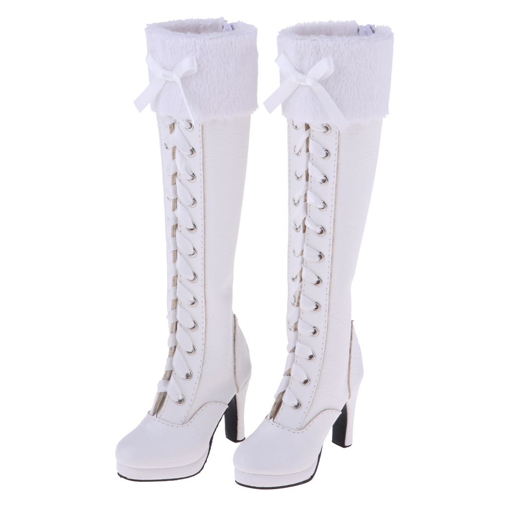 Stylish 1/3 BJD Shoes Suede Knee-High Boots Zipper  Boots With Bowknot For Dollfie for DOD Doll High Heels Winter Clothing