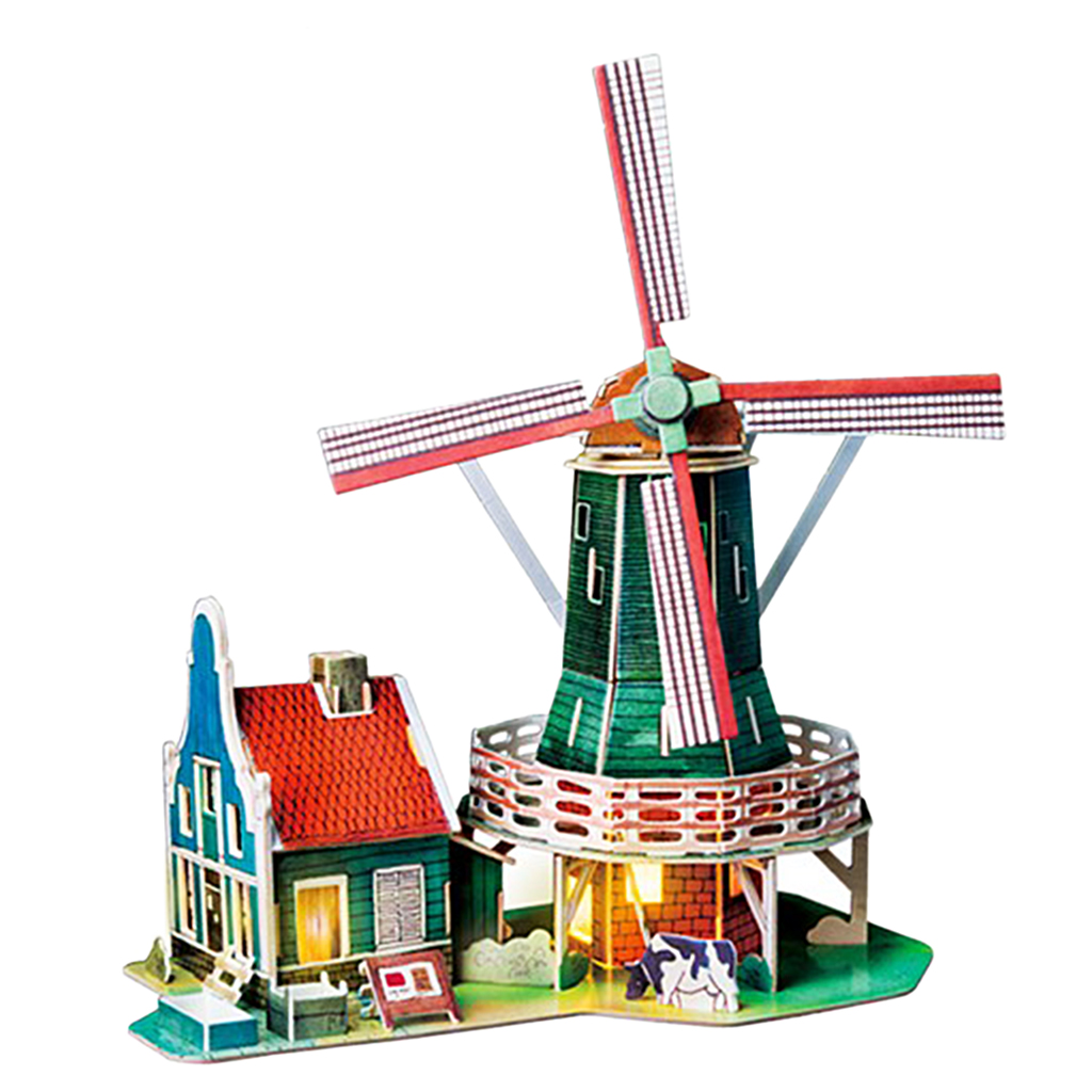 1/24 Dollhouse Miniatures DIY Accessories Kit Vintage House Kids Children Birthday Gift - Netherlands Windmill