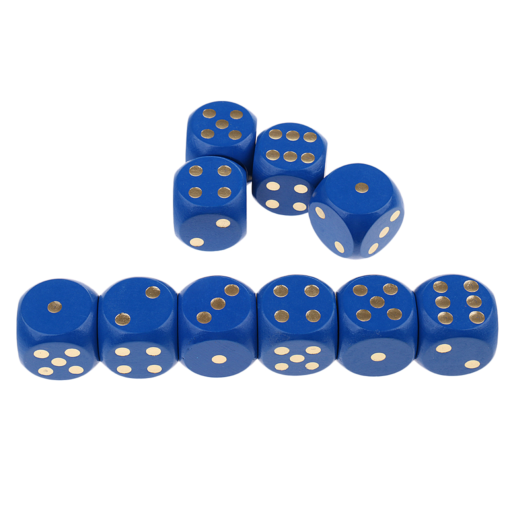 10 Pieces D6 Dice Set Wooden Dice with Rounded Corner Six Sided Dice 30mm Cube Accessories