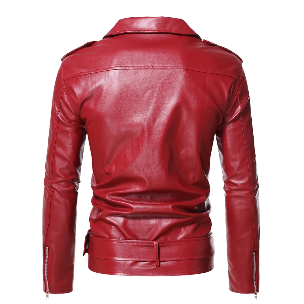 S-5XL autumn and winter men's European and American lapel leather jacket business casual zipper men's motorcycle leather jacket racer jacket